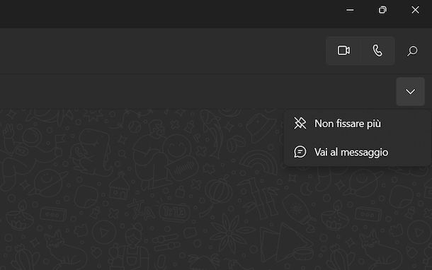 Togliere messaggio fissato WhatsApp Windows