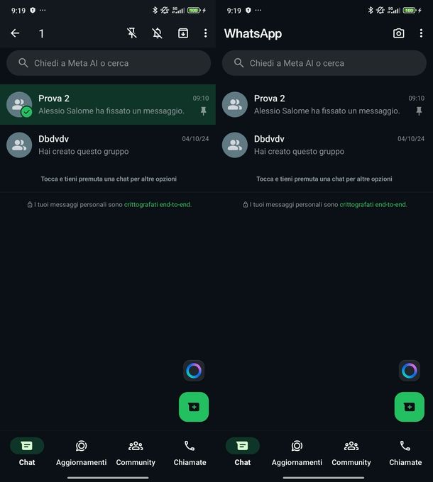 Togliere chat fissata WhatsApp Android