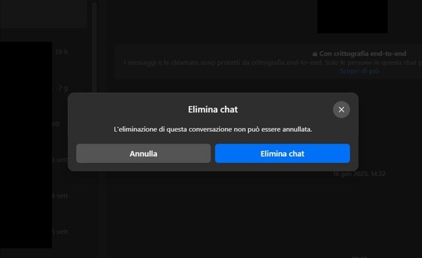 Eliminare chat Messenger Windows