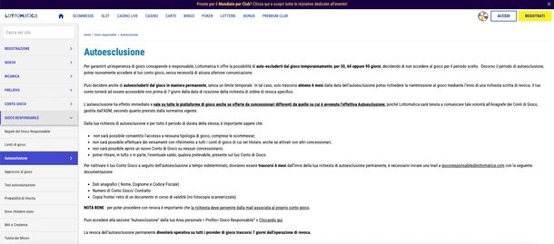 Autoesclusione Lottomatica