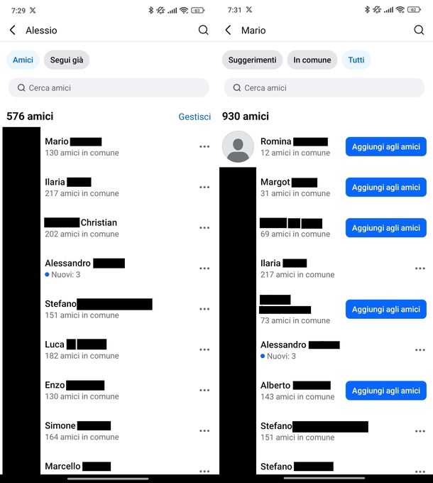 Vedere amici Facebook di una persona Android