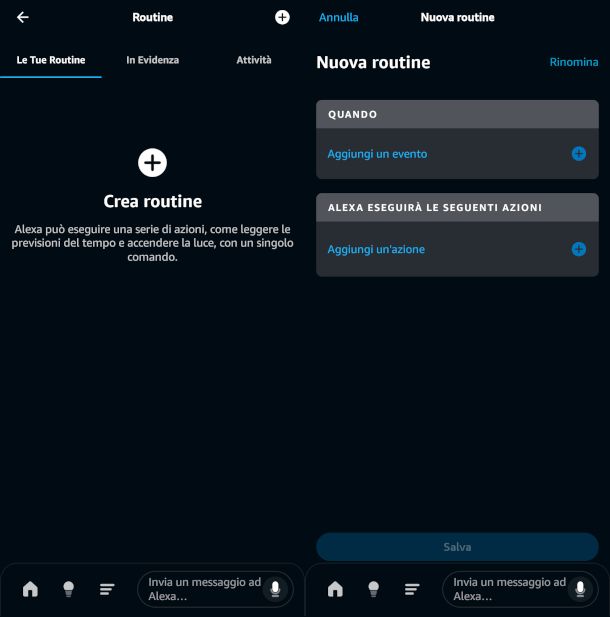 creazione routine app Alexa