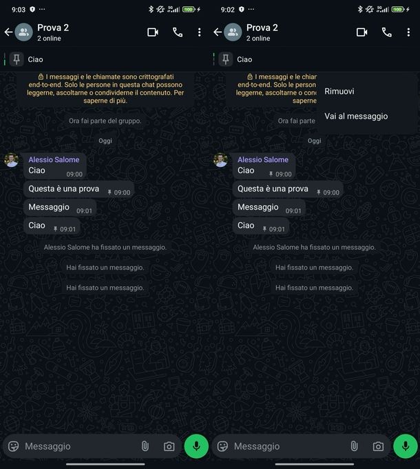 Togliere messaggio fissato WhatsApp Android