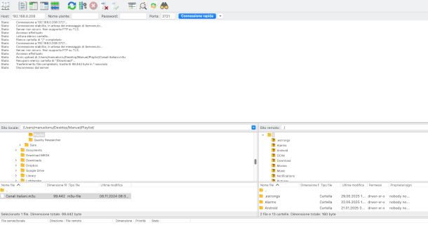 schermata FileZilla