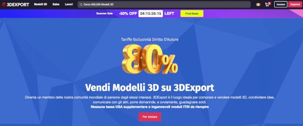 home page sito 3DExport per venditori