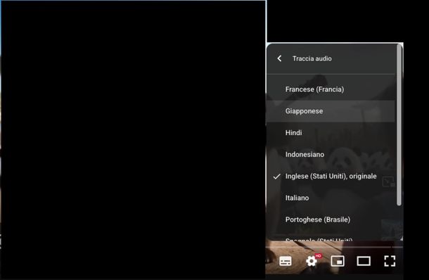 Togliere doppiaggio automatico YouTube Web
