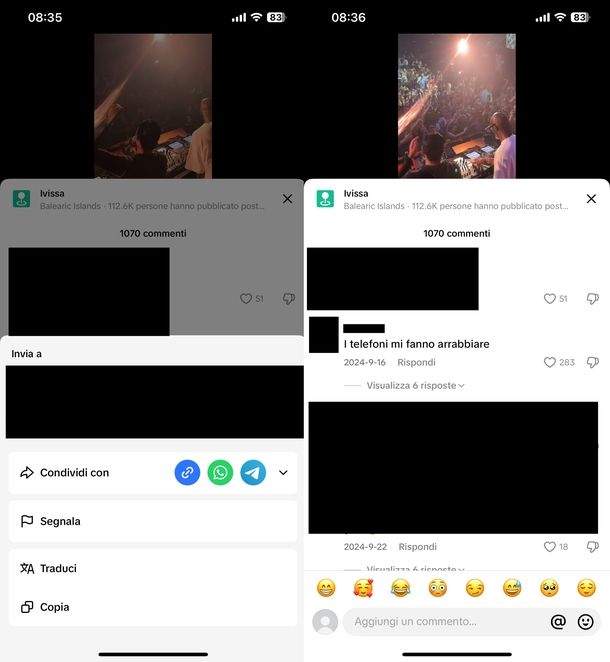 Tradurre commenti TikTok iPhone