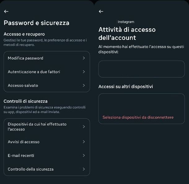 Accesso Instagram app