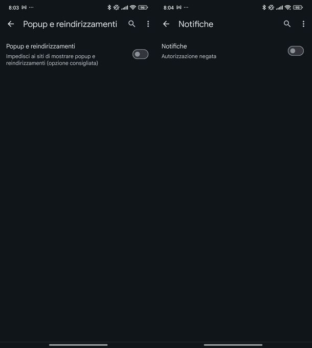 Disattivare notifiche Google Chrome Android