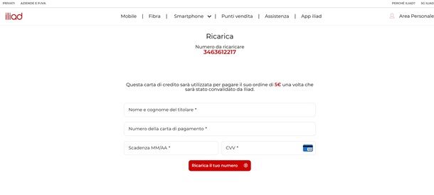 iliad ricarica