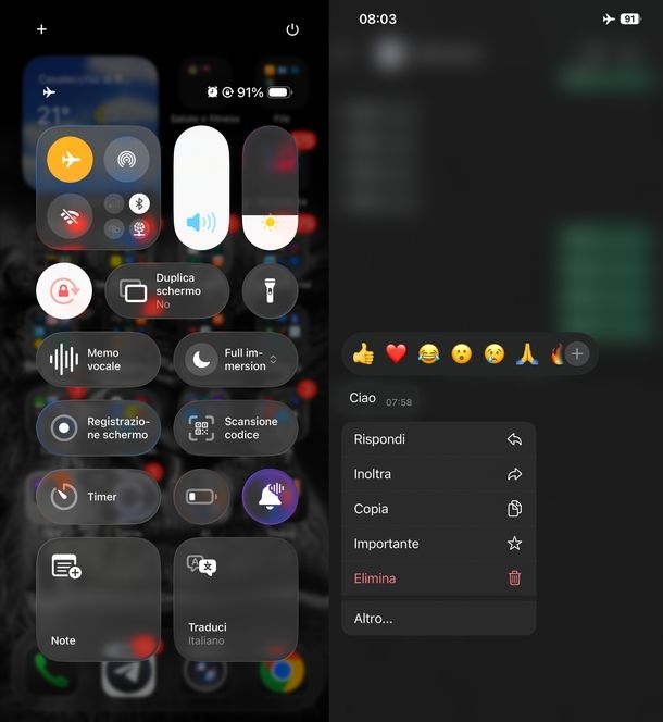 Attivare Modalità aereo iPhone