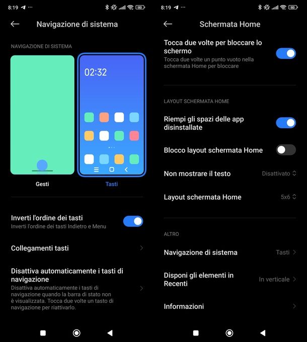 Barra di navigazione Xiaomi HyperOS