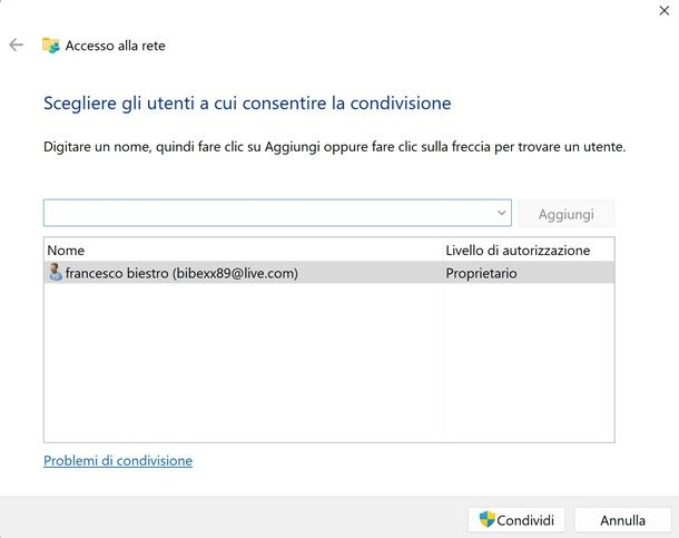 condivisione cartella windows