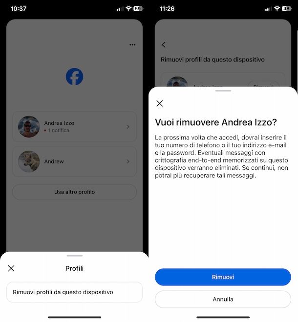 Togliere doppio profilo Facebook