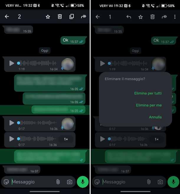 Cancellare i messaggi ricevuti su WhatsApp