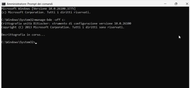 Come disattivare BitLocker da Prompt