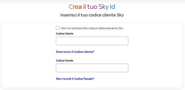 Come creare il tuo Sky iD