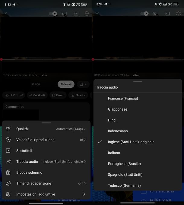 Togliere doppiaggio automatico YouTube Android