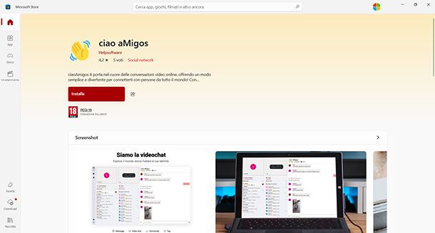 Come scaricare ciao aMigos su PC