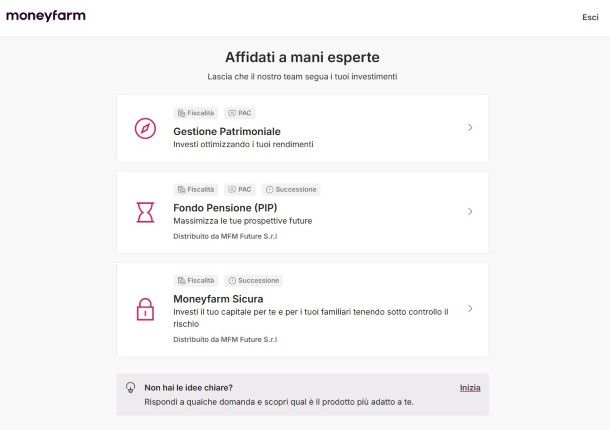 profilo investitore Moneyfarm