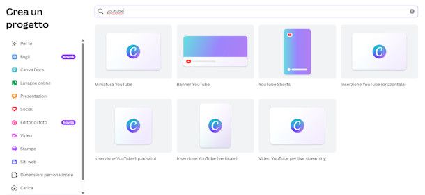 YouTube su Canva