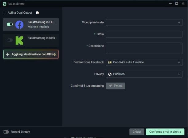 Diretta StreamLabs