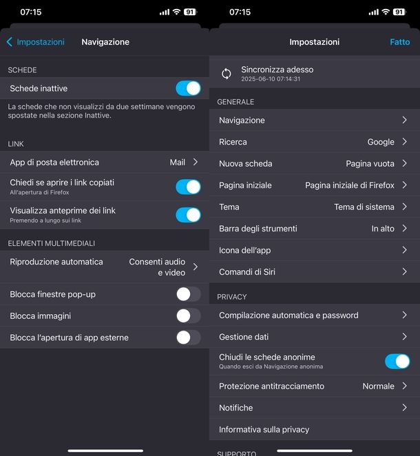 Abilitare popup iPhone Mozilla Firefox