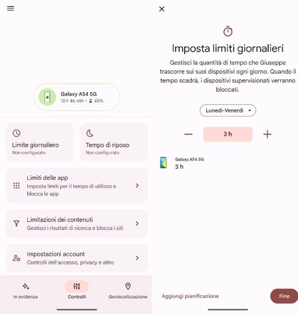App di controllo parentale Google Family Link