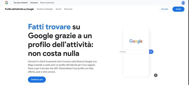 profilo attività google