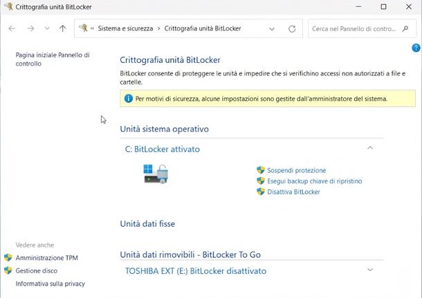 Disattivare BitLocker su Windows 11