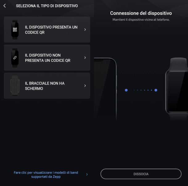 sincronizzazione Bracciale Amazfit