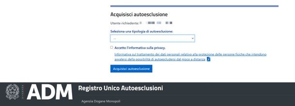impostare autoesclusione gioco a distanza 