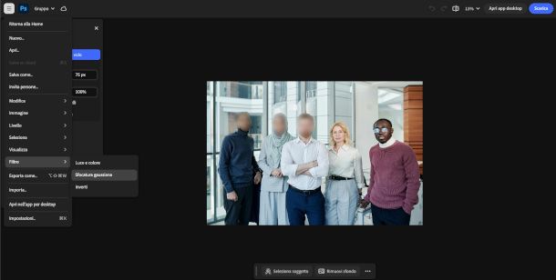 applicazione filtri di censura su Photoshop online