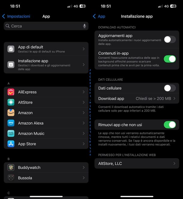 Disattivare aggiornamenti automatici app iPhone
