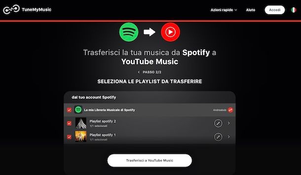 Importare playlist su YouTube Music