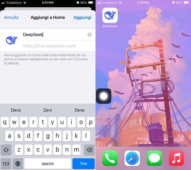 Icona applicazione DeepSeek su iPhone