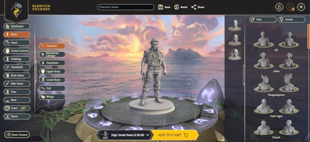interfaccia sito Eldritch Foundry