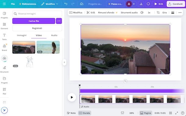 Mettere video su Canva