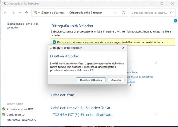 Come disattivare BitLocker su Windows 10