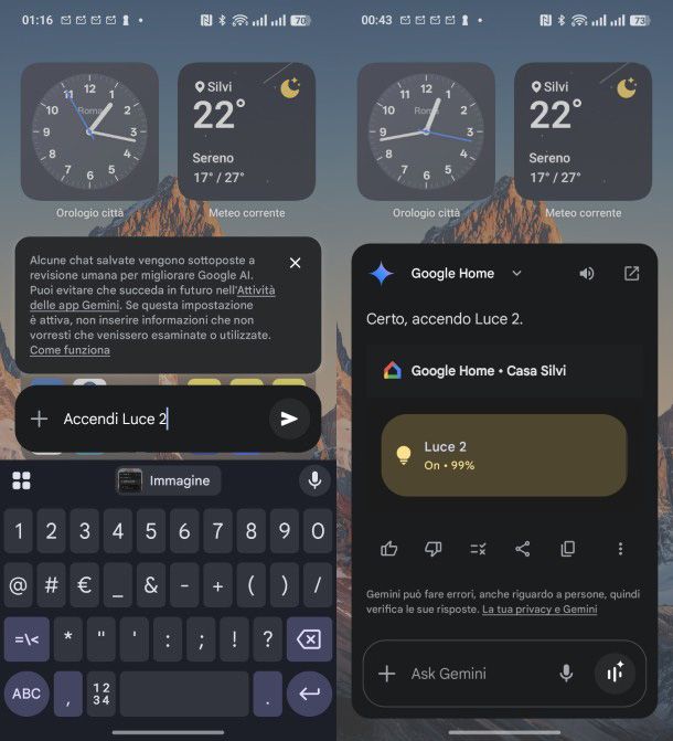 Gemini e Google Home