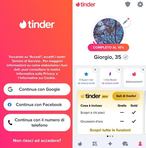 Tinder app d'incontri