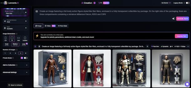 interfaccia sito Leonardo AI