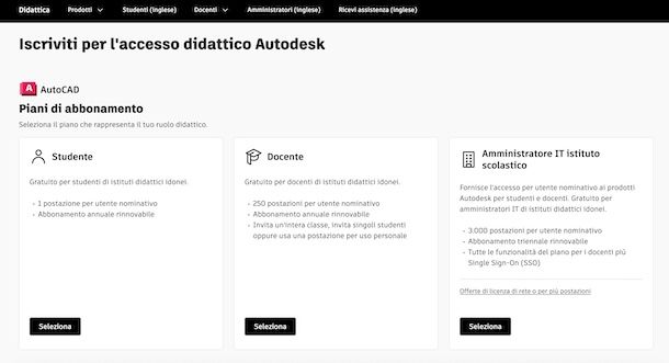 Scaricare AutoCAD gratis per docenti