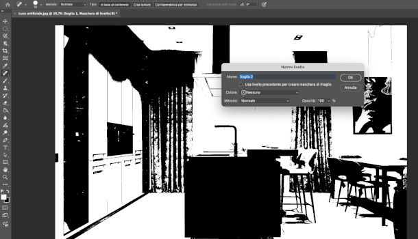 applicazione Livello Soglia su Photoshop