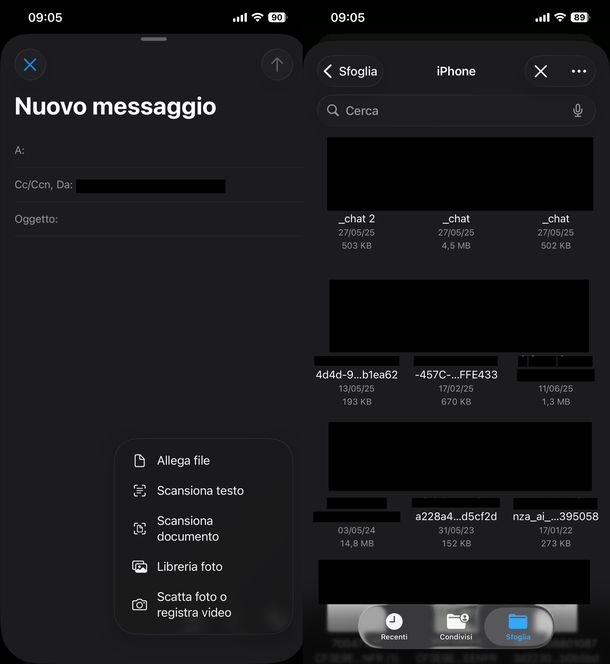 Inviare allegati pesanti Apple Mail iOS