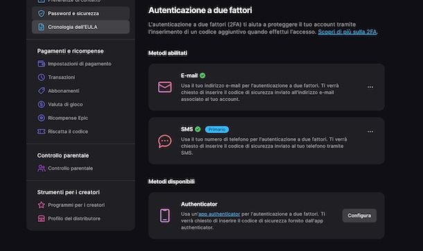 Come attivare 2FA su Epic Games