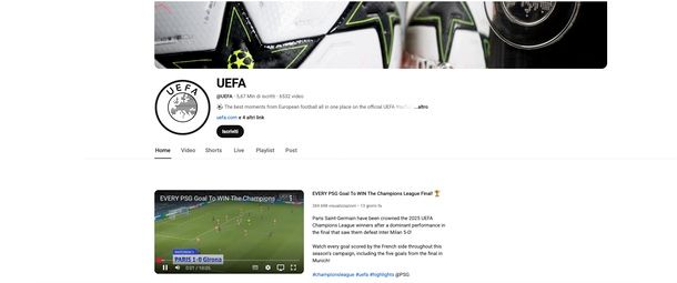 Canale YouTube UEFA
