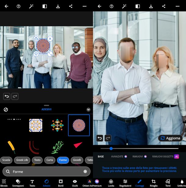 applicazioni filtri per censurare su app Photoshop Express