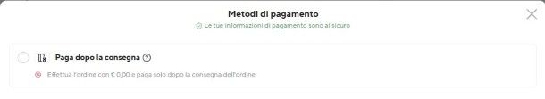 Pagamento alla consegna AliExpress