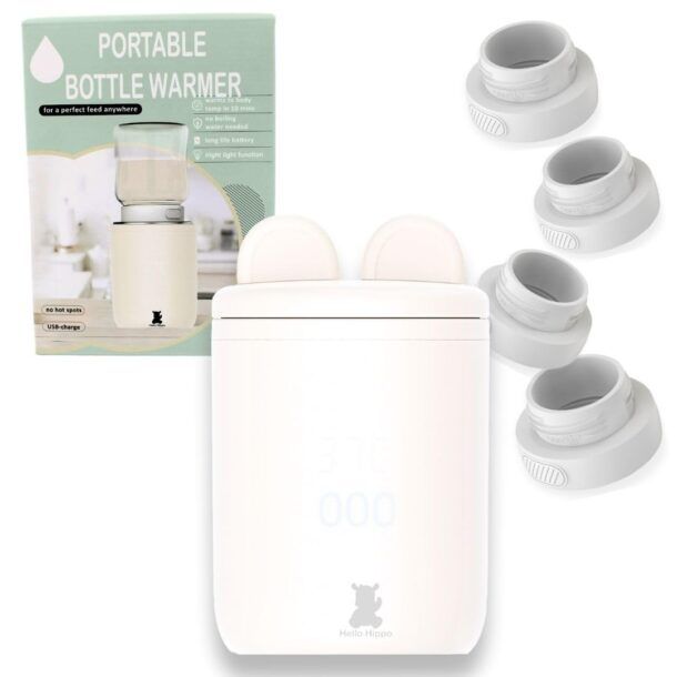 Scaldabiberon Portatile Ricaricabile 6000mAh – Riscaldamento Rapido Latte, Temperatura Costante, Luce Notturna